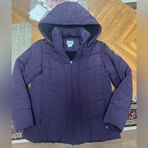 SJB Active Purple Winter Puffer Jacket Women's XL with Detachable Hood VTG